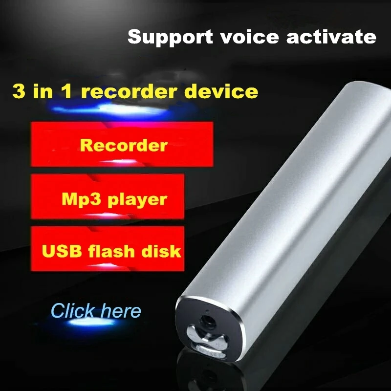 الإملاء المغناطيسي مسجل صوت رقمي مشغل MP3 وقت عمل طويل قوة البنك Denoise Mini 8GB تنشيط الصوت Hyundal E180