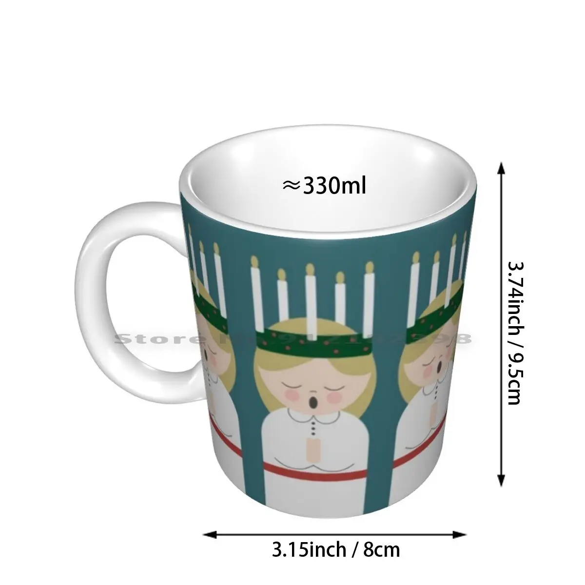 Cartoon Girl With Candles At Saint Lucy At Christmas Ceramic Mugs Coffee Cups Milk Tea Mug Saint St Lucy Lucia Sankta Girls