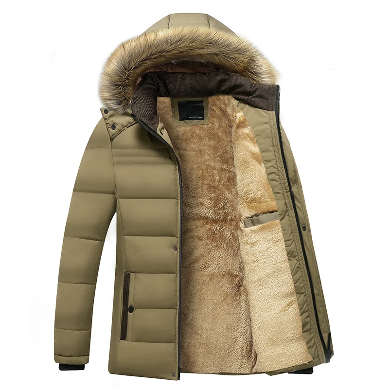 Winter Nieuwe Warme Dikke Fleece Parkas Heren Waterdichte Capuchon Bontkraag Parka Jas Heren Herfst Mode Casual Parkas Heren