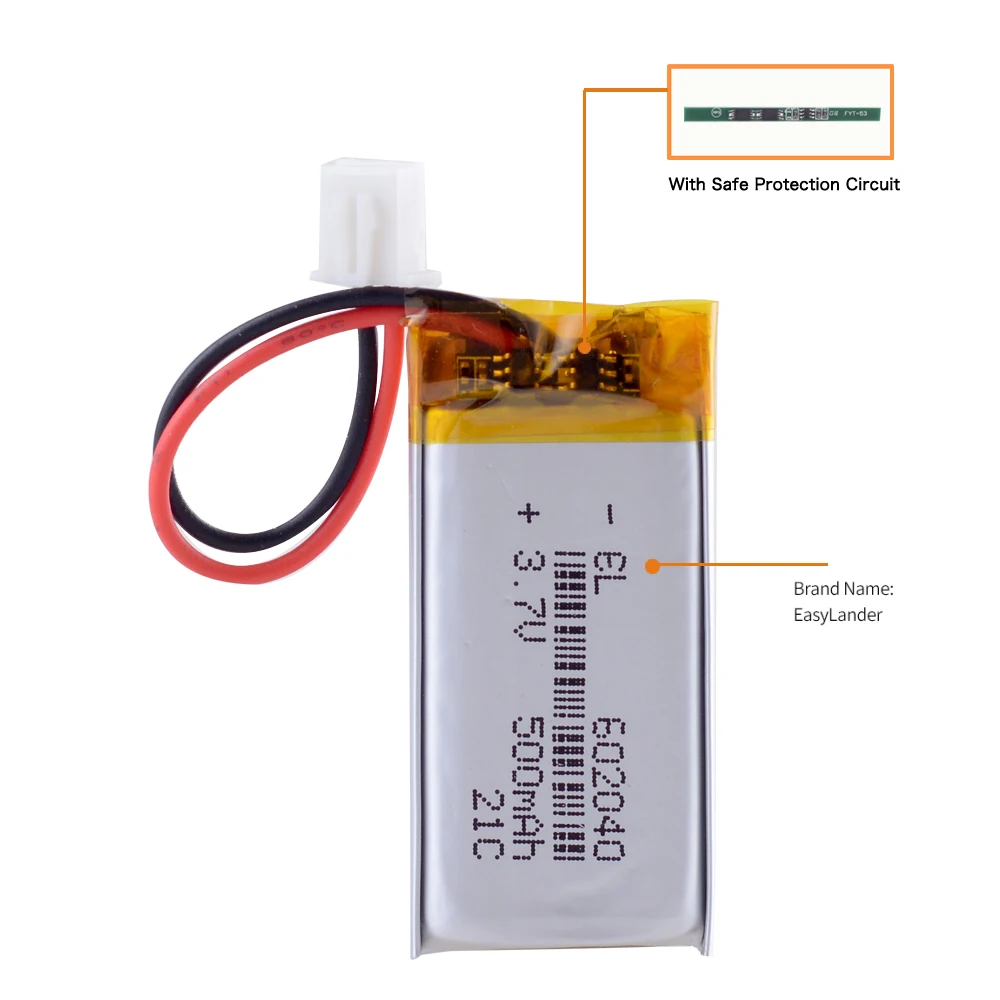 i-po XHR-2P 2.54 500mAh 602040 3.7V lithium polymer battery MP3 point reading pen scan code instrument intelligent instrument