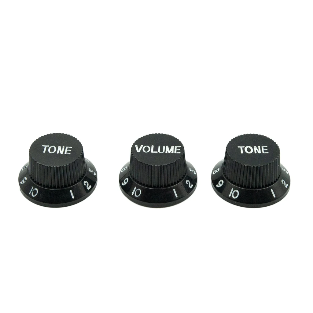 LOMMI 2Tone & 1Volume Knob Set Guitar Pot Buttons Cap Guitar Knob Black Strat Speed Control Knob For Electric Guitar Accessories