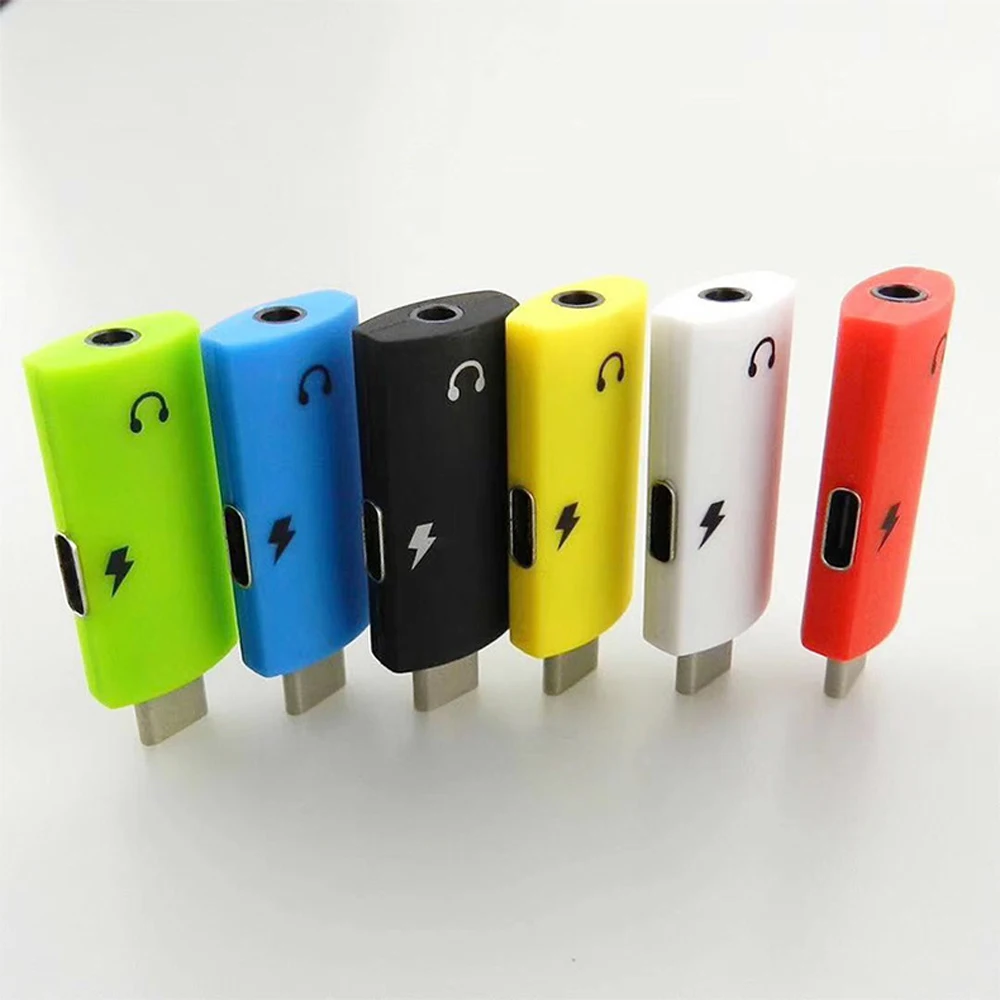 100 قطعة 2 في 1 سماعة جاك محول USB نوع-C إلى 3.5 مللي متر الصوت Aux كابل تهمة تحويل لهواوي/سامسونج