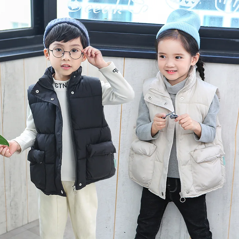 2020 New Children Down Vest Girls Hooded Jacket Winter Waistcoats Boy Baby Autumn Outerwear Coats 3-8 Years Kids Warm Clothes