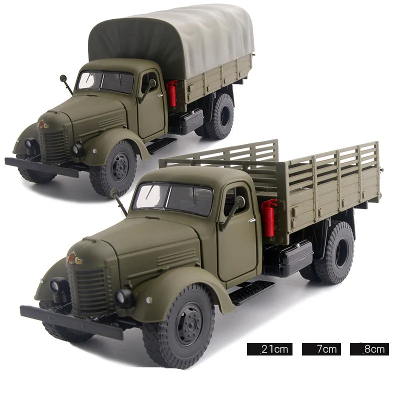 High-quality 1:32 alloy CA10 military truck model,simulation sound and light transport vehicle toy,sliding function