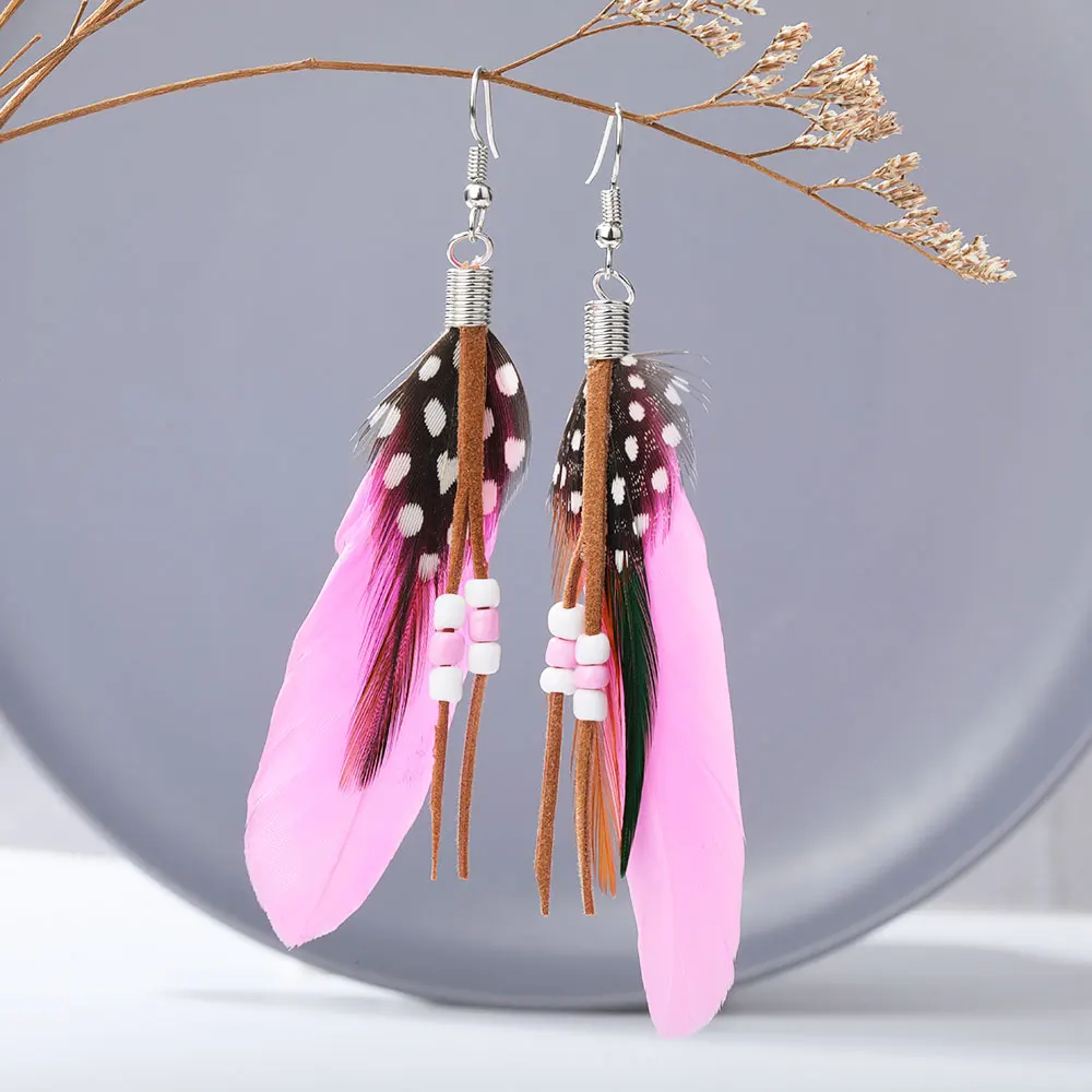 Bohemian Tassel Earrings For Women Dangle Long Earrings Feather Boho Drop Earrings Seed Beads Vintage Jewelry Brincos Gift 2021