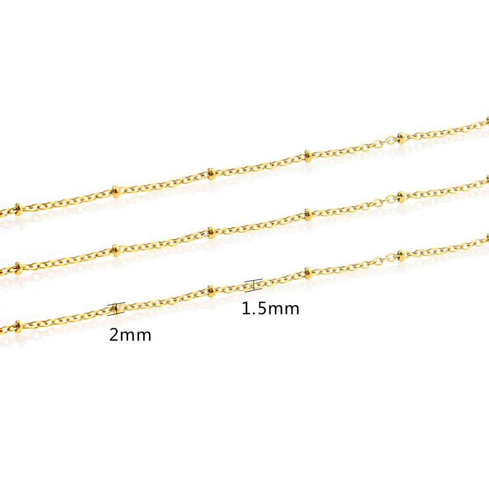 2 Meters Stainless Steel With beads Link Chain Necklace Bulk Cable 1.5mm Width Chain for Jewelry Making Findings DIY Supplies