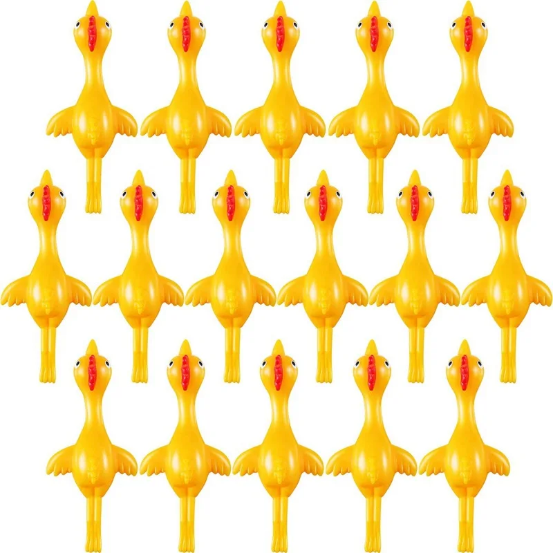 

20pcs Novelty Catapulted Ejection Chicken Toy Light Rubber Finger Prank Flying Toy Slingshot Chicken Finger Toys Turkey Sticky