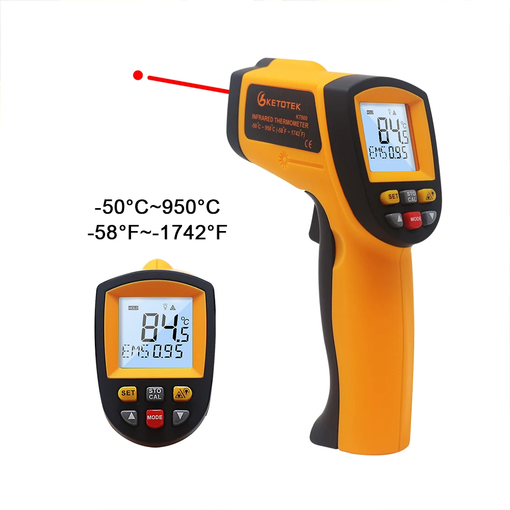 Digital Pyrometer IR Infrared Thermometer GM900 KT400Y  Non-Contact Electronic Temperature Meter Point Gun