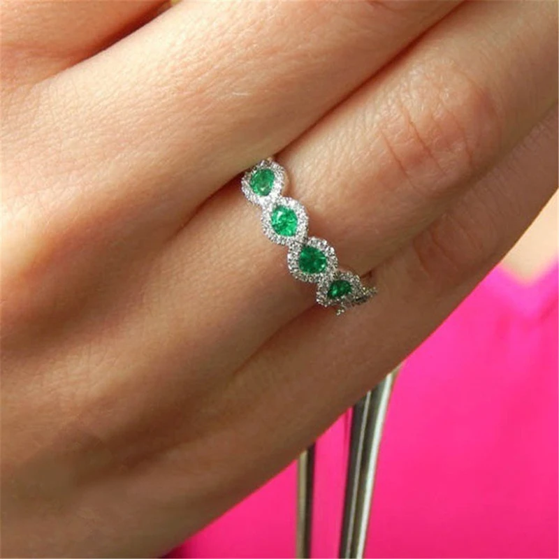 Fashion Women Ring Vintage Red/Green Zircon Stone Ring For Women Accessories Jewelry Engagement Female Casual Rhinestones Ring