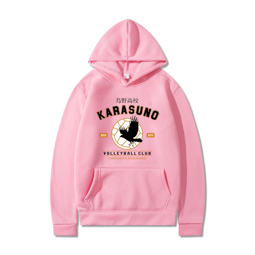 Hoodie Pria Kartun Haikyuu Lucu Anime Jepang Streetwear Harajuku Karasuno Kaus Grafis Tinggi Terbang Hoodie Pria Wanita