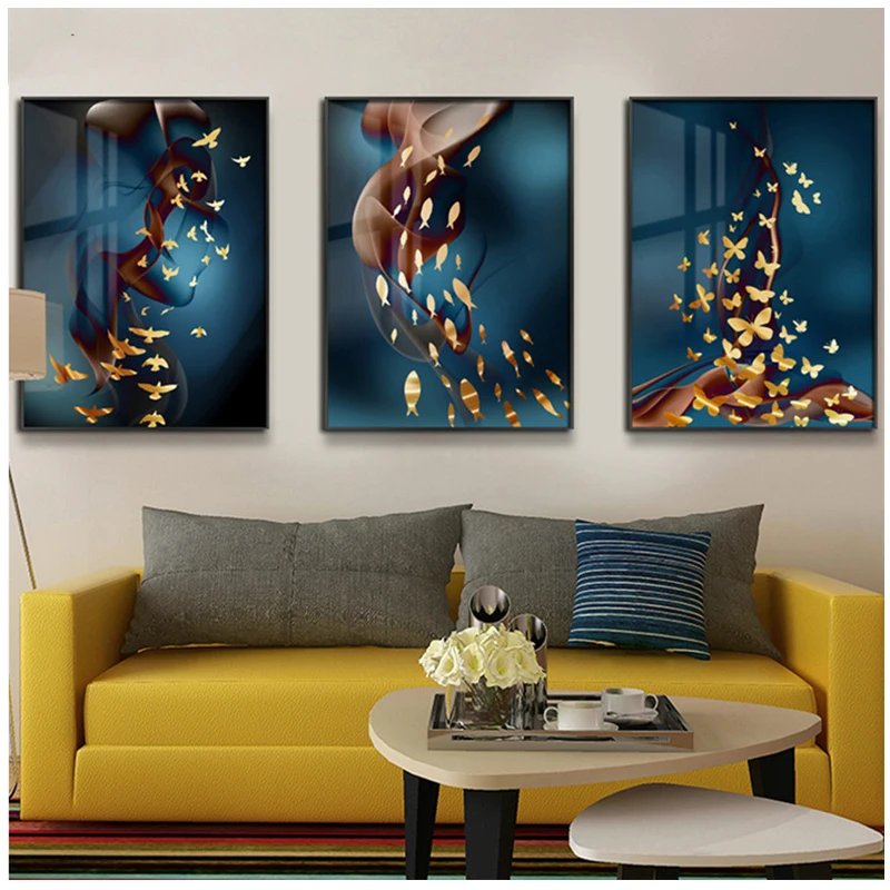 

5D Diamond embroidery Fish Butterfly Cross Stitch full Diy diamond painting mosaic Abstract art 3pcs wedding decorationZP-2631