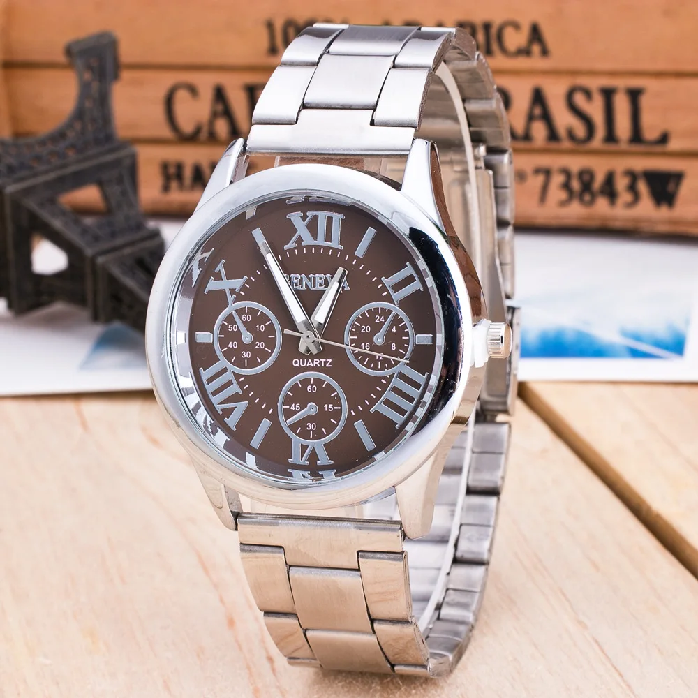 2023 New Famous Brand Geneva Rosy Gold Casual Quartz Watch Women Full Stainless Steel Dress Watches Relogio Feminino Hot Clock