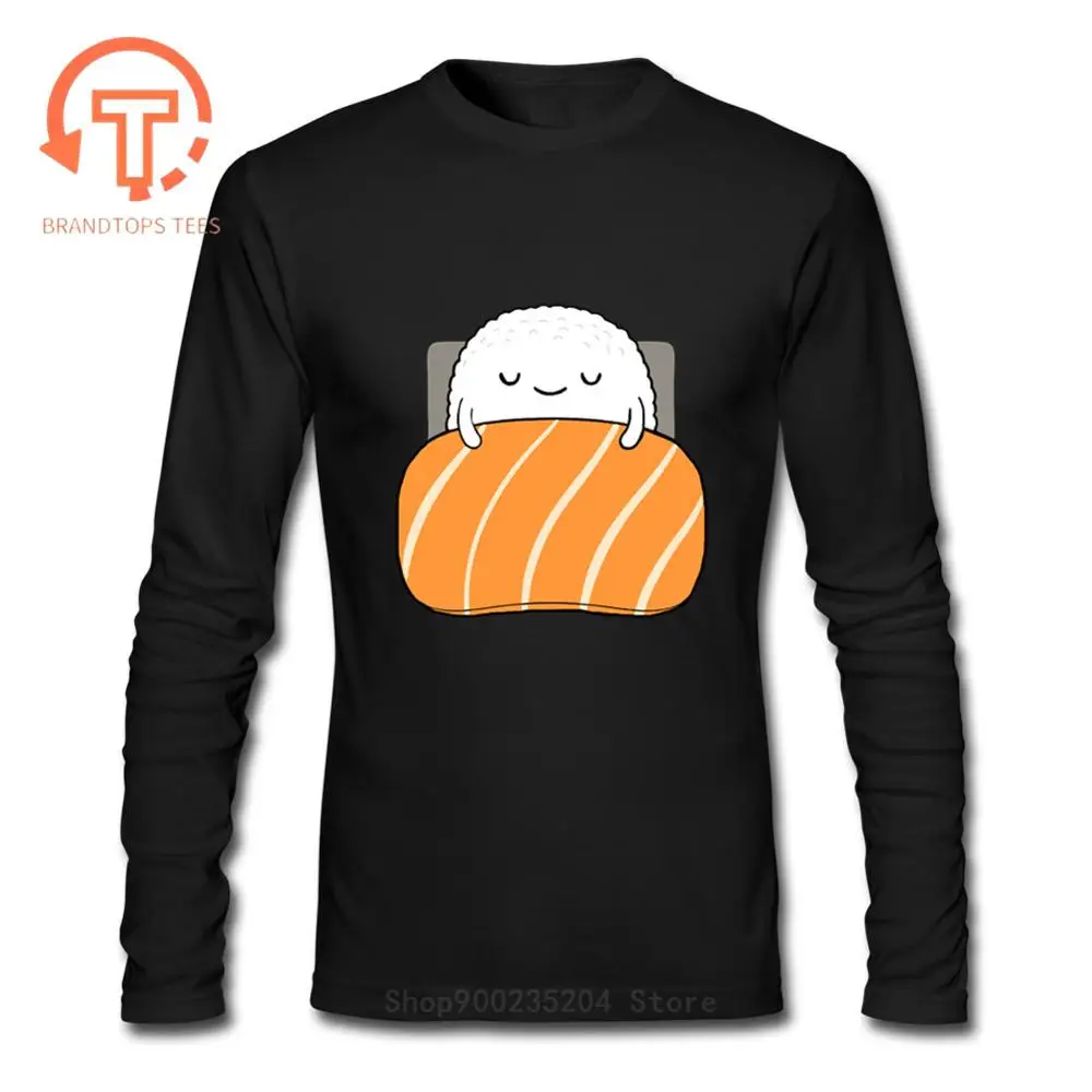 2020 Sushi-sun Funny Sushi Food Design Handsome long sleeves t shirts Crazy Printed Long Sleeve Bespoke Crewneck Cotton T Shirts