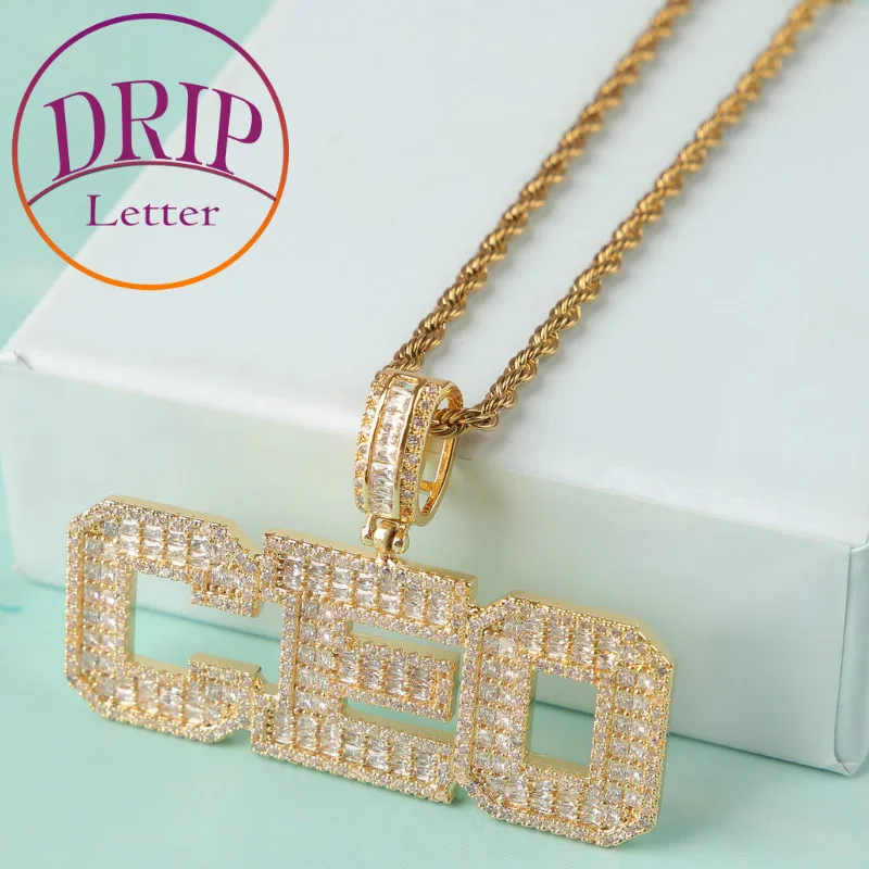 

Drip Letter Custom Name Necklace for Men Real Gold Plated Personalized Pendant Hip Hop Rock Street Fashion Jewelry 2021 Trend