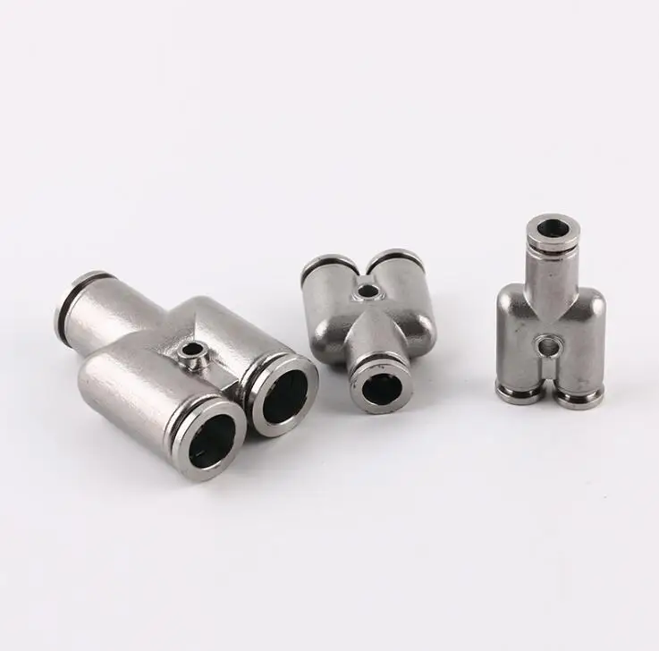 Pneumatic 4mm 6mm 8mm 10mm 12mm 14mm 16mm Union Y stainless steel 304 Push in fittings Pneumatic air fitting