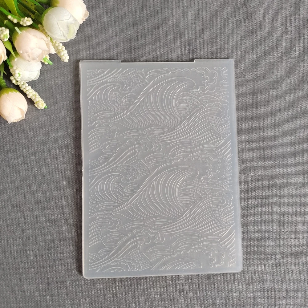 AZSG Wave Pattern Embossing Folder Design For DIY Paper Cutting Dies For Scrapbooking Card Making Plastic Plate Size 10.5*14.5cm