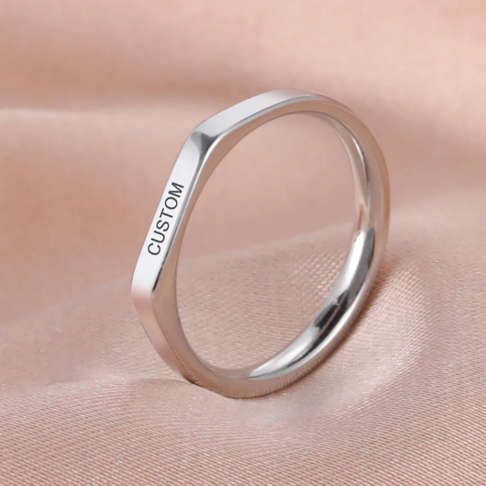 Skyrim Name Date Customized Rings for Women Men Stainless Steel Couple Personalized Ring Anniversary Jewelry Gift for Lover