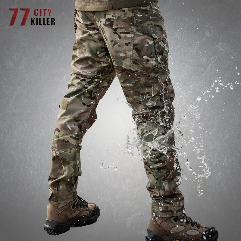 IX6 Camouflage Tactical Pants Men Loose Military Style Army Cargo Trousers Male Outdoor Casual Waterproof Mens Pants Clothing