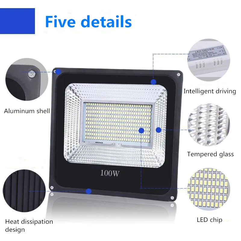 30w 50 100w 150 200 300 400 500 led luz de inundação ac 220v led projector ip66 à prova dwaterproof água ao ar livre para jardim