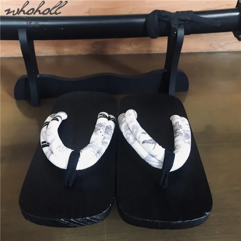 WHOHOLL Geta-Chanclas de verano para hombre y mujer, zuecos para parejas, zapatillas japonesas de madera para interiores, zapatos de disfraces