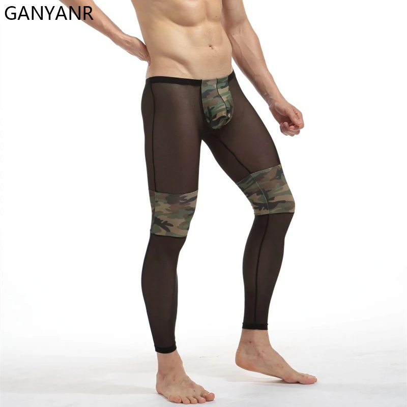 GANYANR Running Tights Men Compression Pants Gym Leggings Fitness Yoga Sexy Basketball Sport Jogging Training Athletic Training