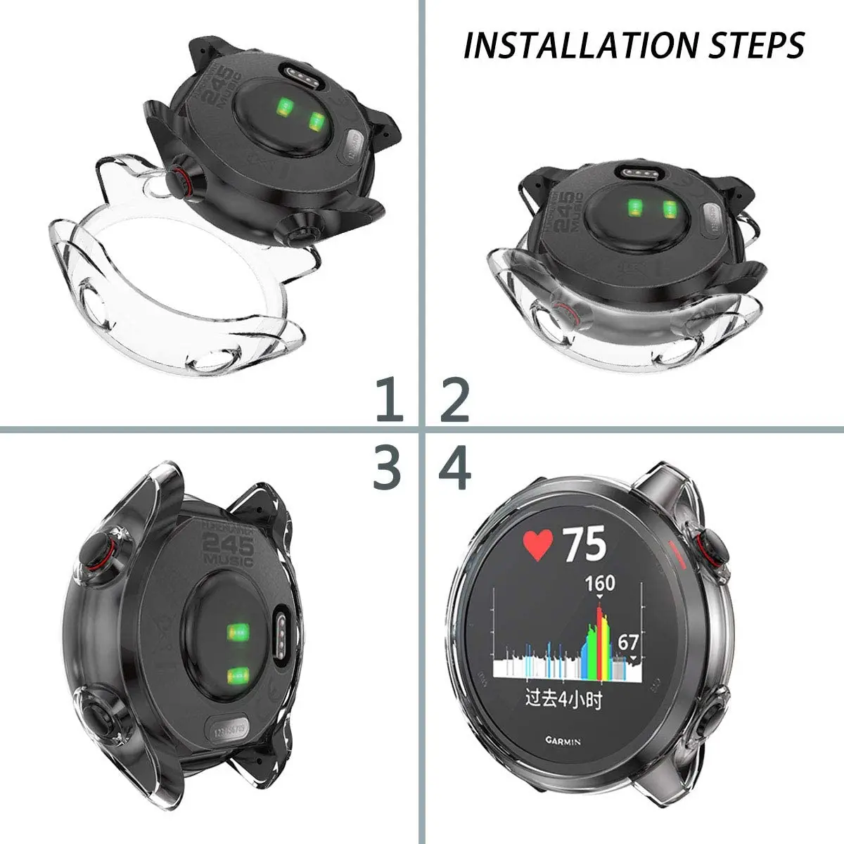 Ultra Slim Protector Case Compatible with Garmin Forerunner 245 245M, Soft Plating TPU Cover Protective Bumper Shell