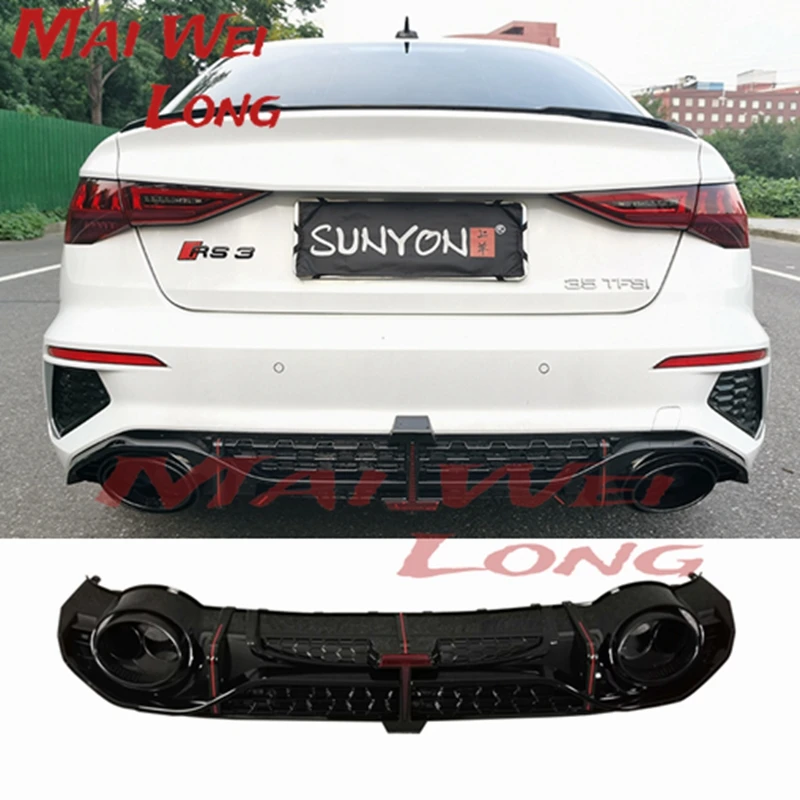 bright black Rear Bumper Lip Diffuser for Audi new A3 S3 S-Line Sedan hatchback 2021+ (Not fit standard A3) Car Accessories