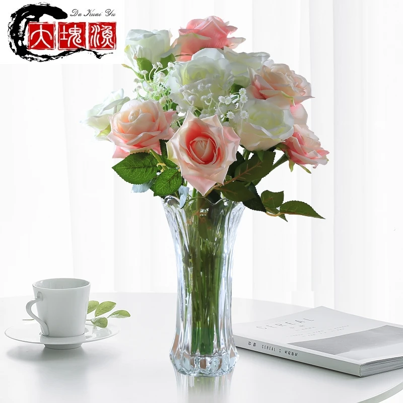 New product simulation single rose bouquet living room decoration false flower decoration dry flower dining table home flower