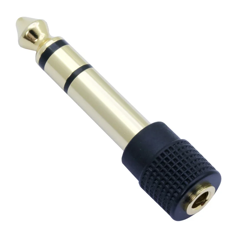 1pc Microphone Speaker Plug Audio 6.35mm Male Plug to jack 3.5mm 3Poles Gold Plated Female Socket Speaker Adapter