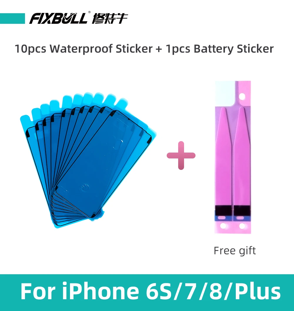 10pcs FIXBULL Battery Waterproof Sealing Adhesive Sticker For iPhone 6S 7 8 Plus + 1pcs Battery Adhesive Strips Tape Glue Repair