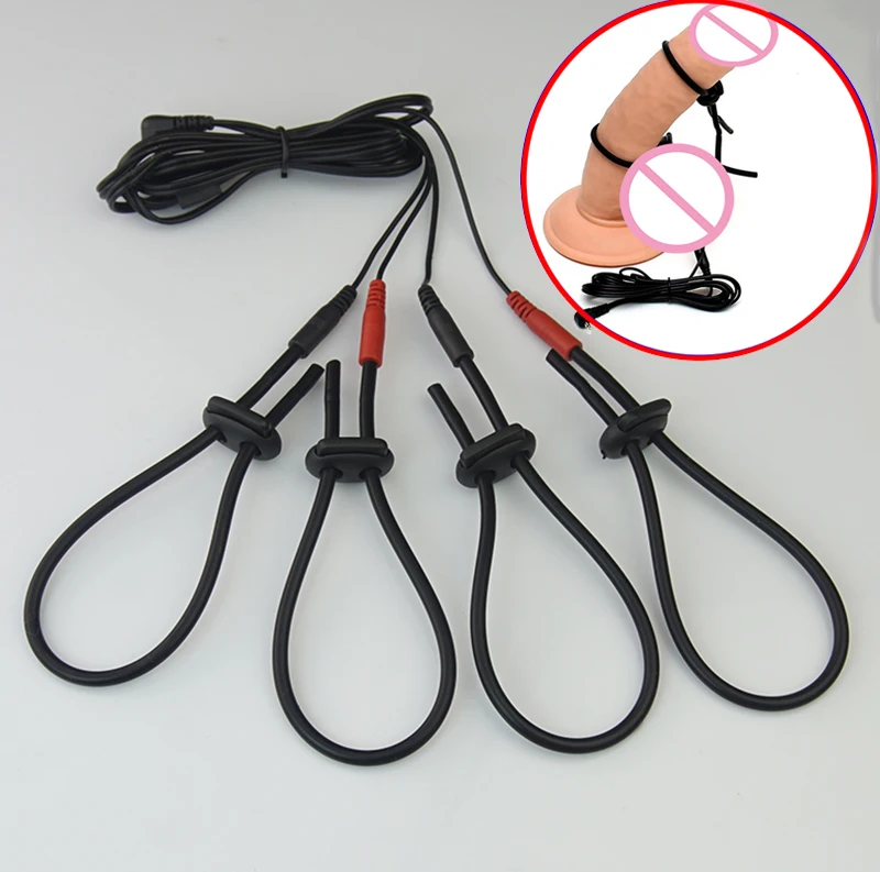 Electric Shock Silicone Loops Cock Ring,Estim Electro Stimulation Penis Extender Men Enlarger Masturbator,BDSM Sex Toys