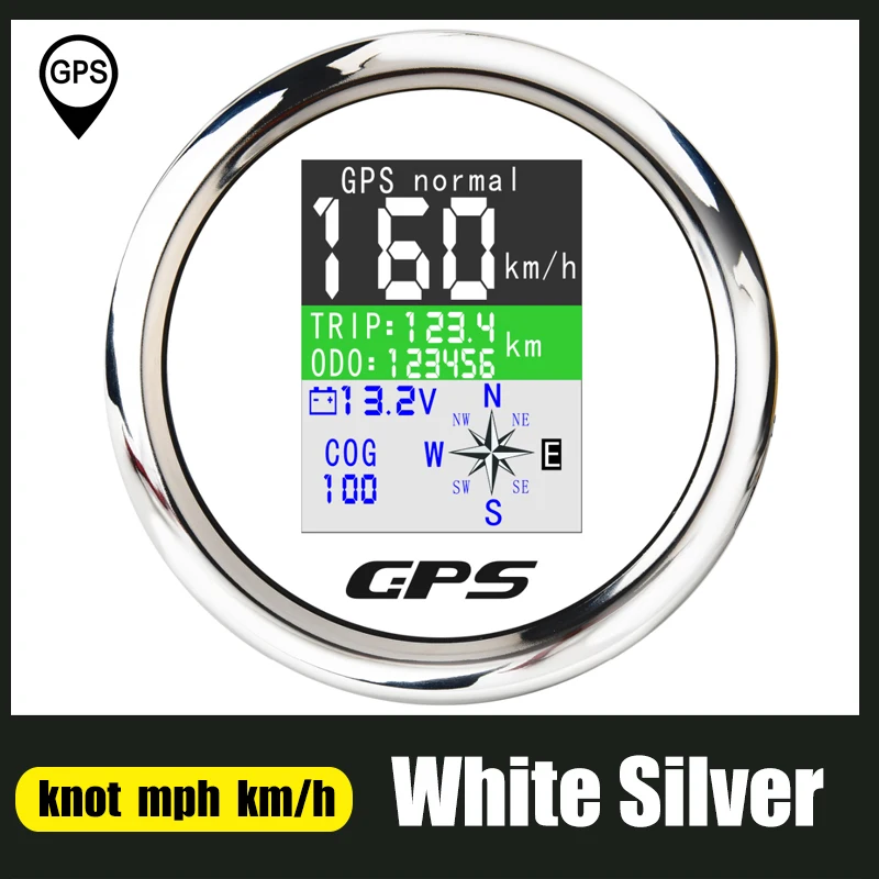 85mm GPS Snelheidsmeter Met GPS Antenne Voor Boot Auto Motor Jacht TFT Scherm Waterdichte Kilometerteller Verstelbare Trip ODO COG voltmeter