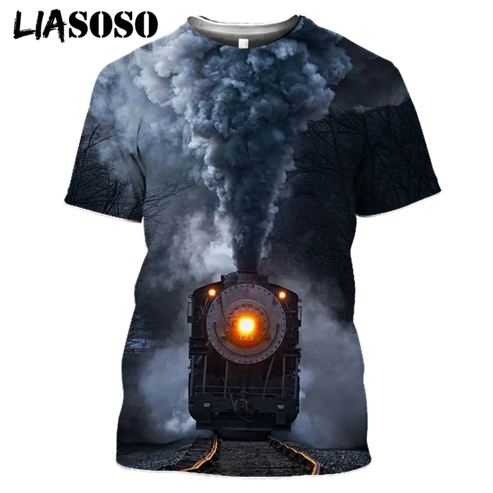 3D Print Steam Engine Steamer Train Art Tshirt Summer Women Men's T-shirt Pullover Casual Harajuku Hip Hop Tops Clothing