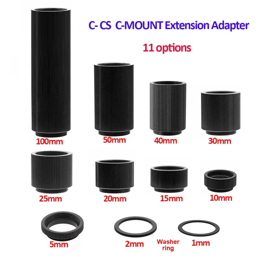 C-CS C-mount Adapter Extension Tube length 5 10 15 20 25 30 40 50 100mm and Washer Ring thickness 1 2mm for CCTV Camera