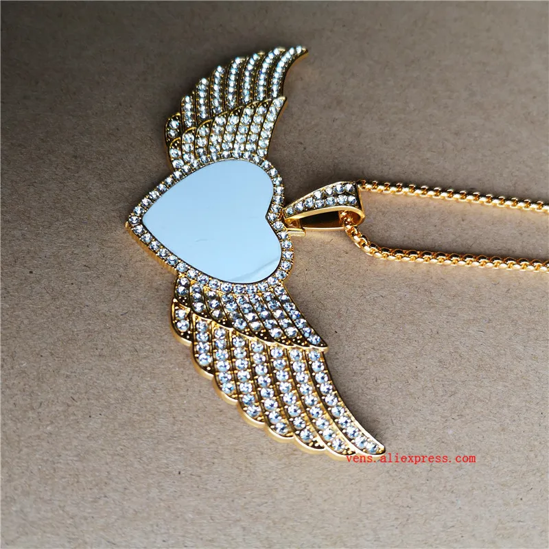 sublimation blank big  wings necklaces pendants hot transfer printing keychains jewelry consumables 8pieces/lot