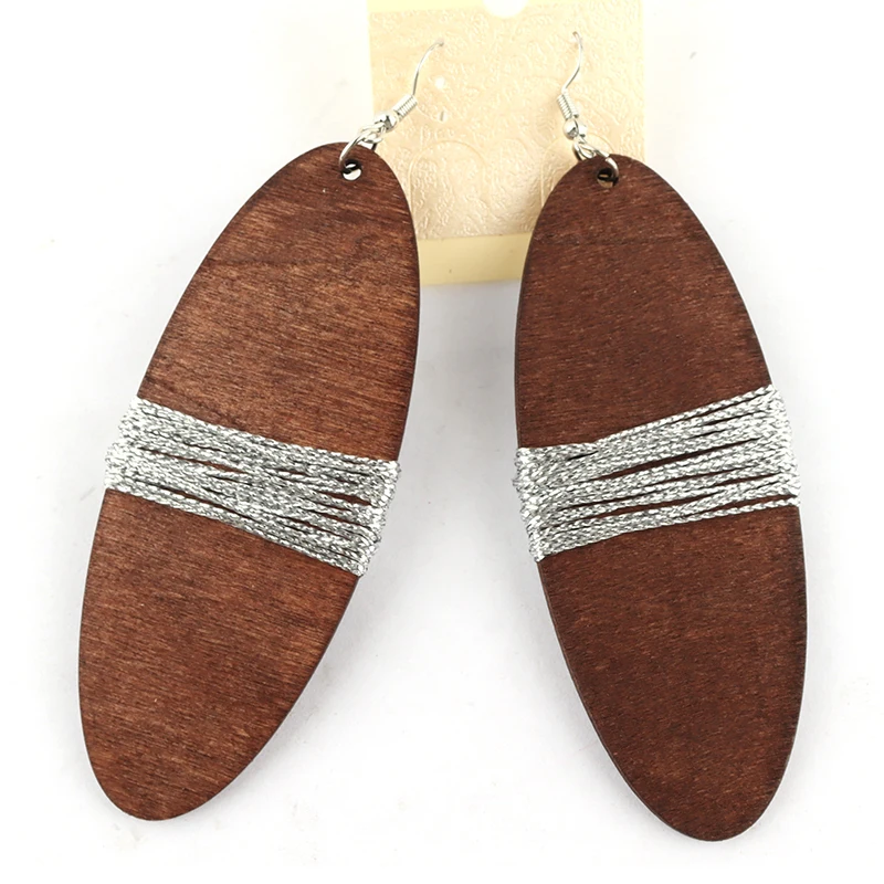 Handmade Thread Wooden Earrings can mixed 2 colors