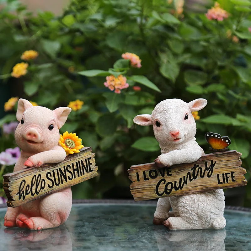 

resin statue lovely sheep pig model Figurines sculpture outdoor Courtyard gardening decoration gift a0103