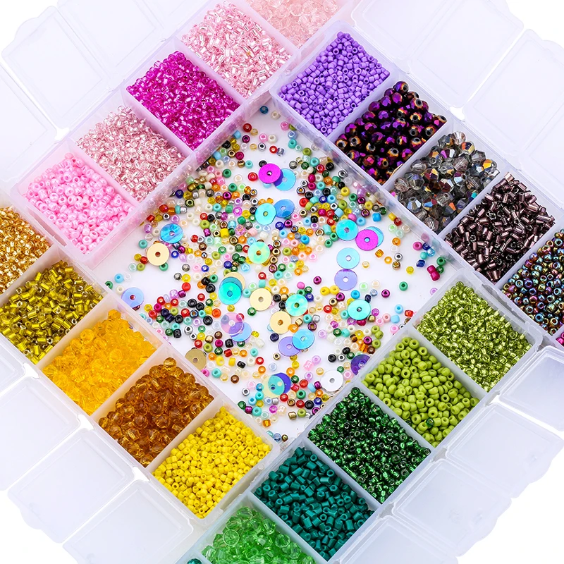 Fatti a mano di Perline di Vetro box set Cintura di fascino seedbeads Rondelle Branelli Del Distanziatore Per I Monili di DIY Che Fanno Ricamo spilla