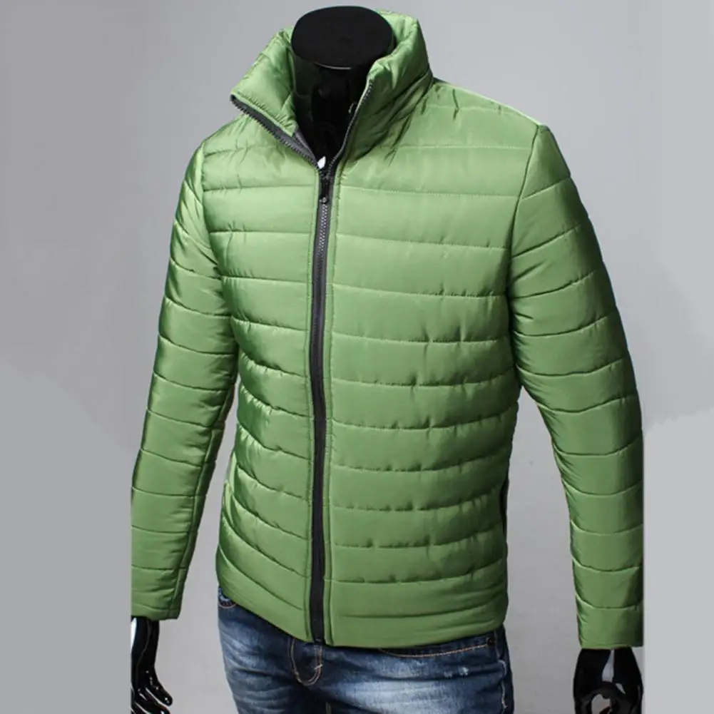 Trendy  Fashion Stand Collar Slim Puffer Coat Lightweight Male Windbreaker Thickened   Outerwear