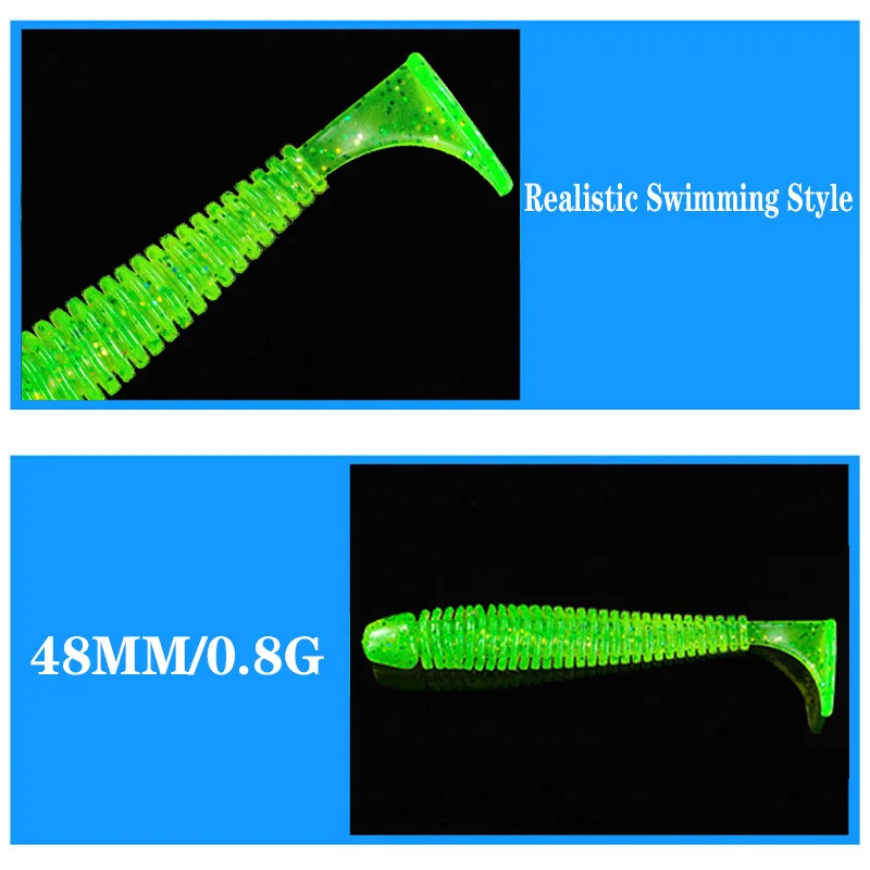 10 sztuk/partia Fishing Spiral Worm miękkie przynęty 4.8cm 0.8g Bass Jig Wobblers Swimbaits silikonowe sztuczne przynęty Carp Pike Tackle Pesca — zdjęcie 6