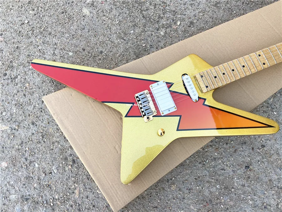 Custom version of two-color lightning special-shaped electric guitar gold accessories free ship