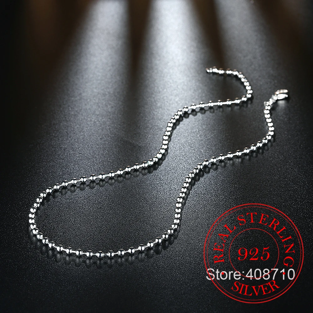 925 Sterling Silver 3mm Smooth Beads Ball Chain Choker Necklace For Women Trendy Wedding Engagement Jewelry collier femme