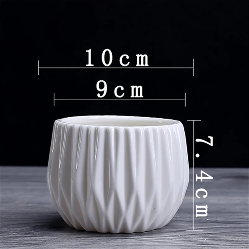 Geometric Origami White Ceramic Flowerpot Simple Succulent Plant Container Green Planters Small Bonsai Pots Home Desktop Decorat