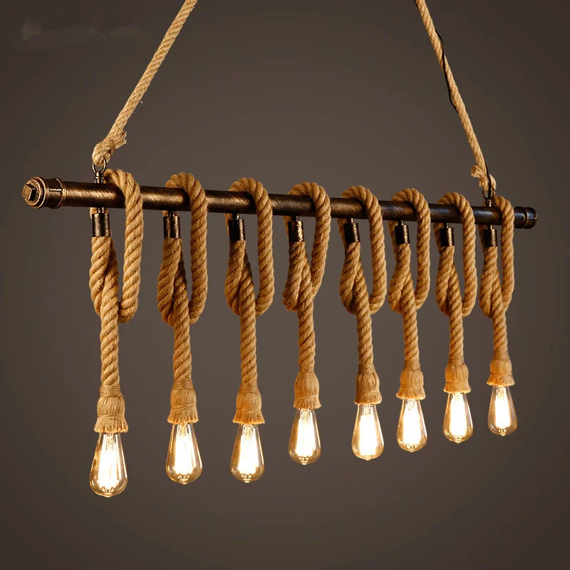 

Hemp rope pendant light vintage personality oft bar table water pipe decoration lamp