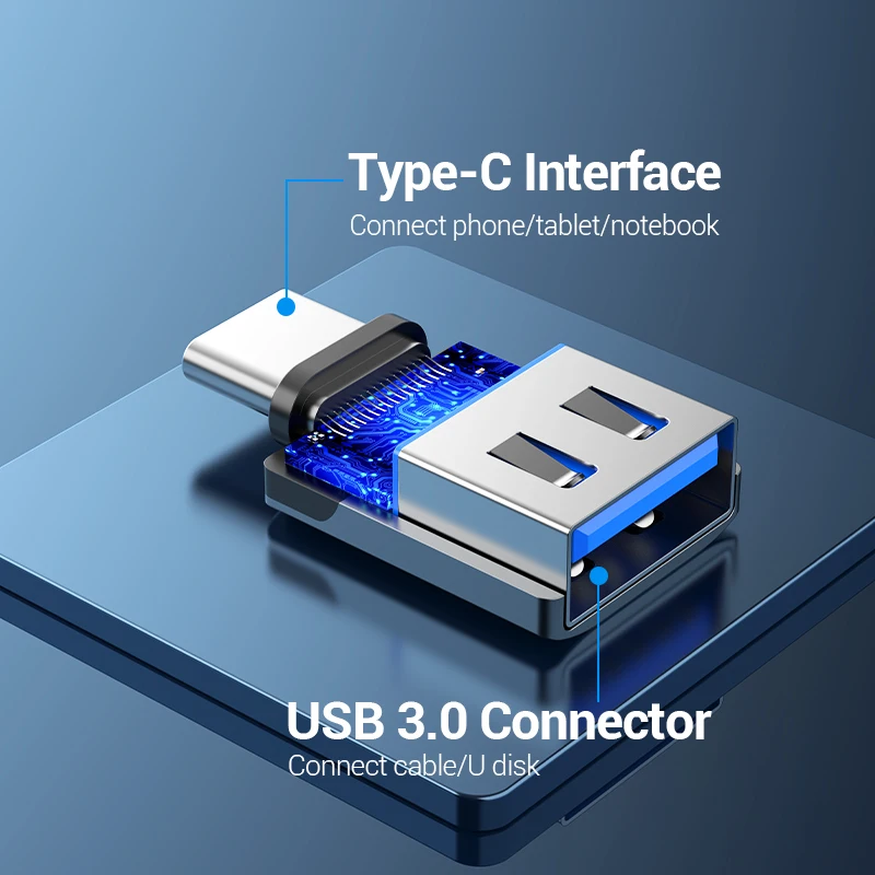 Переходник Vention usb-c (штекер)/USB 3,0, 2,0 (гнездо), OTG, для Macbook Pro, Huawei Mate 30, Samsung S10
