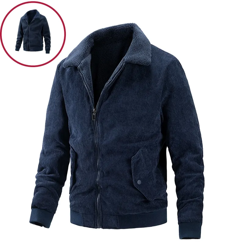 

Double Face Corduroy Jackets Men Casual Turn-down Collar Solid Color Warm Mens Jacket Winter High Quality Jacket Men