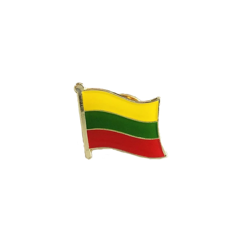 Lithuania National Flag Lapel Pins Crystal Epoxy Metal Enamel Badge Paint Brooch Souvenir Suit Personality Commemorative Gifts