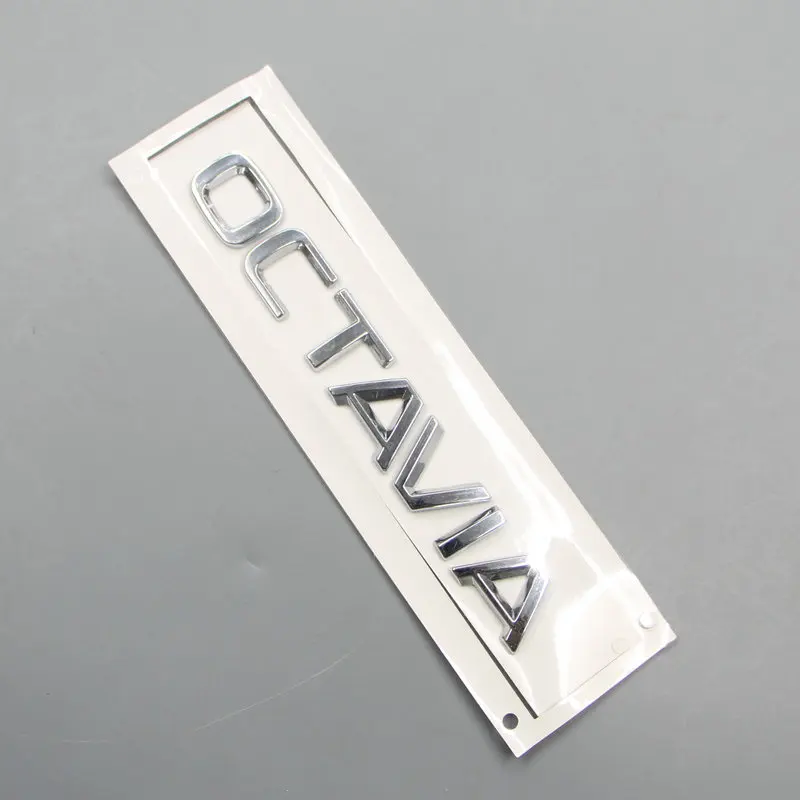 For OCTAVIA Luggage label Octavia logo Alphabet ABS plastic Electroplated car paint silvery