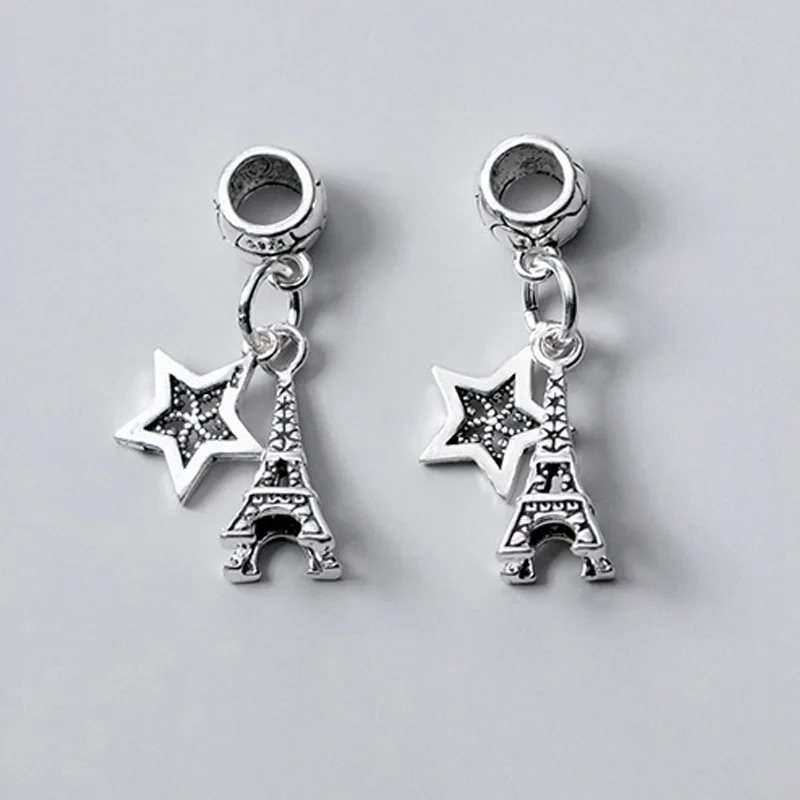 925 Sterling Silver Fashion Star&Towel Dangle Charm Set Handmade Decoration S925 Fine Silver Pendants DIY Women Jewelry Making