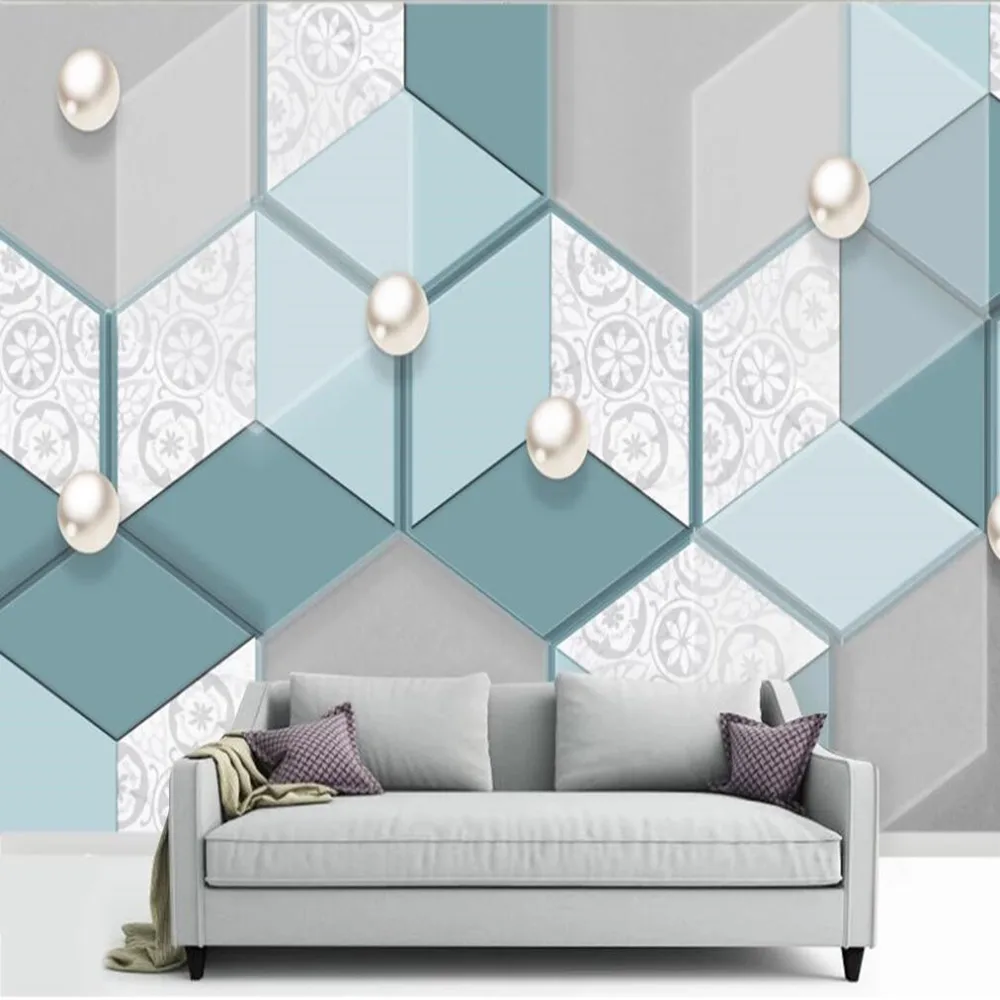 

milofi custom large wallpaper mural back modern marble geometric mosaic background wallpaper mural